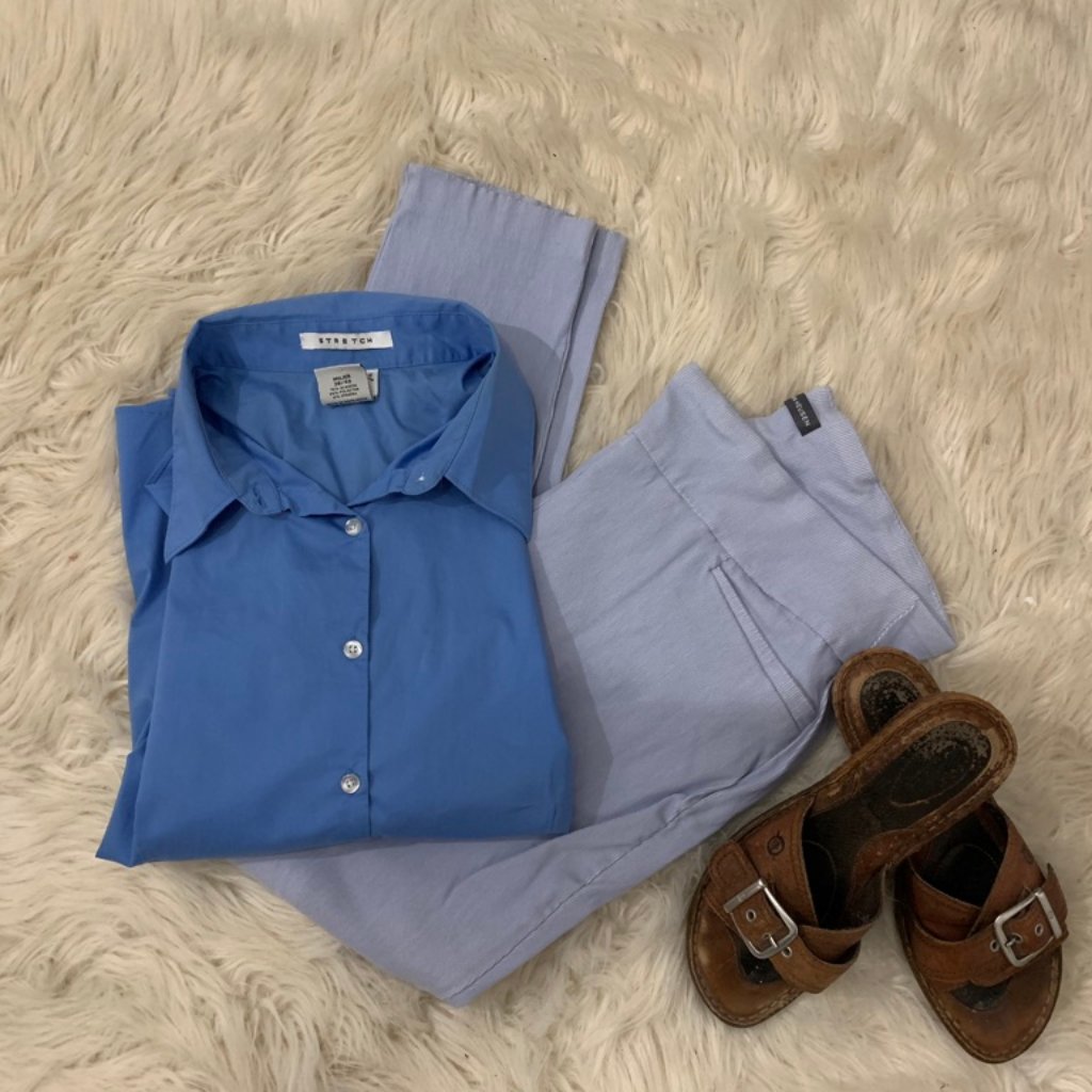Blue Button Down Woman's Shirt 3/$20